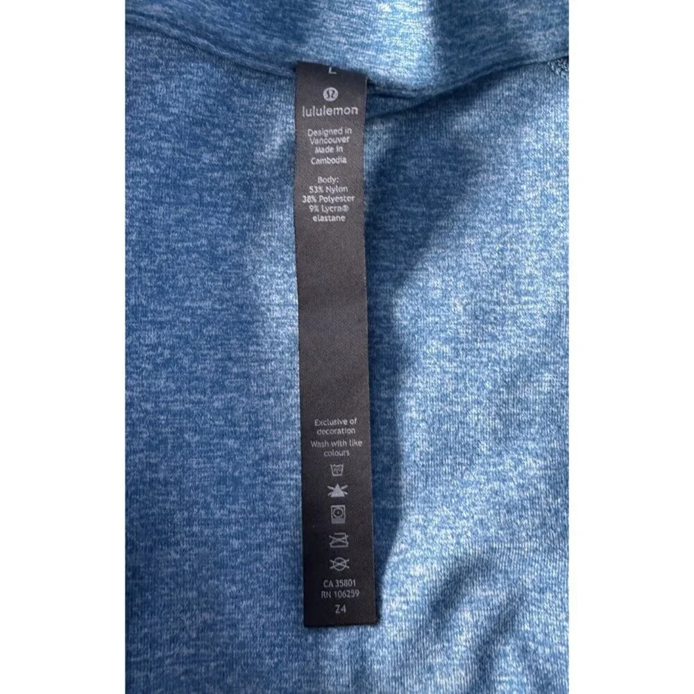 Lululemon Men's Sz L Surge Warm 1/2 Zip Heather Blue Athletic Pullover - Picture 4 of 9